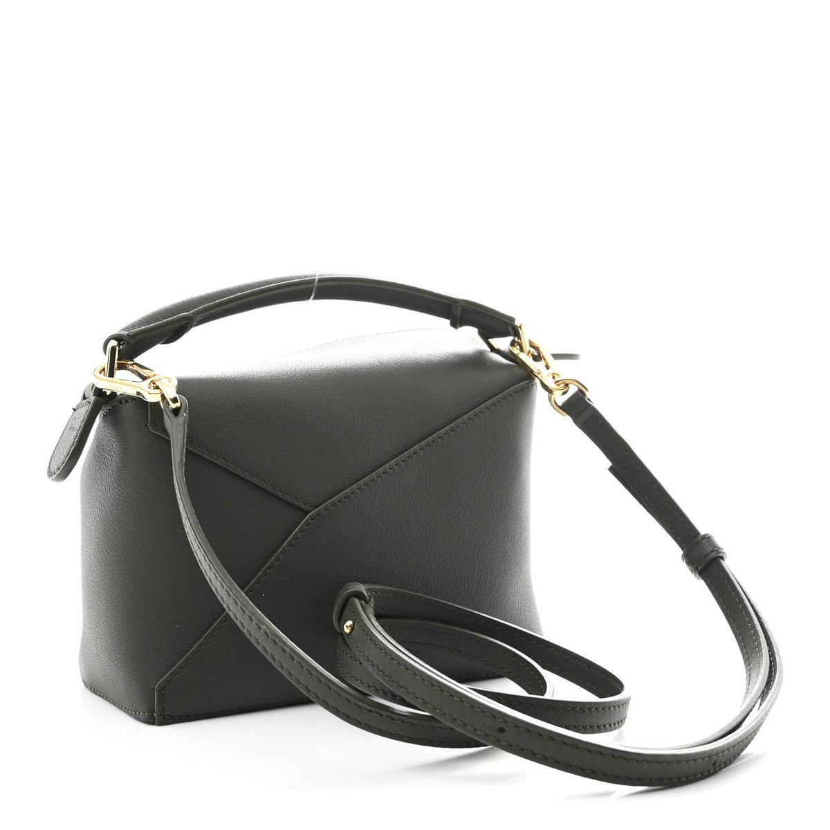 Calfskin Mini Puzzle Edge Bag Vintage Khaki