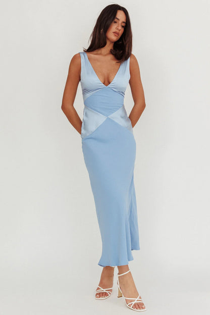 Soul Fire V-Neck Maxi Dress Blue