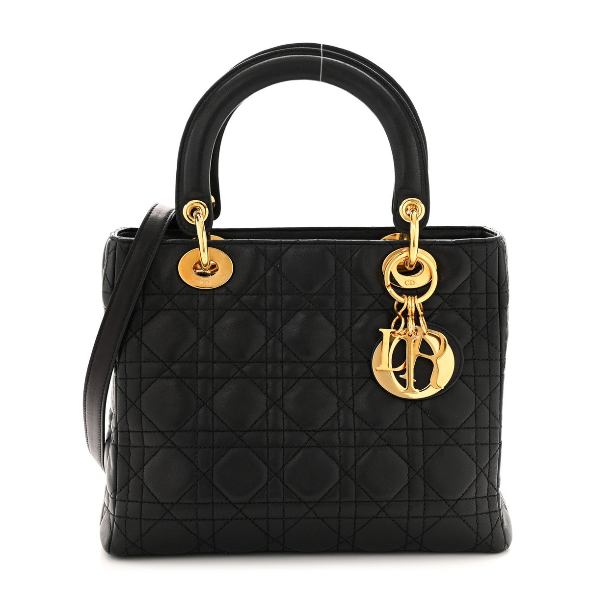 Lambskin Cannage Medium Lady Dior Black