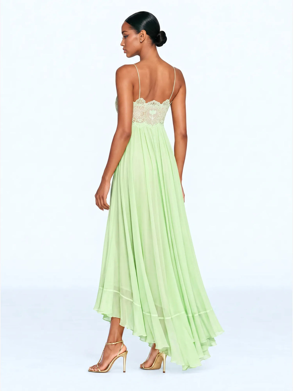 Katia Lace-Panelled Pleated Maxi Dress