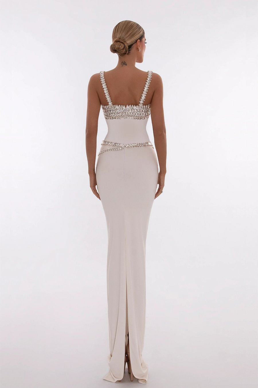 Alma Strappy Rhinestone Mermaid Maxi Dress