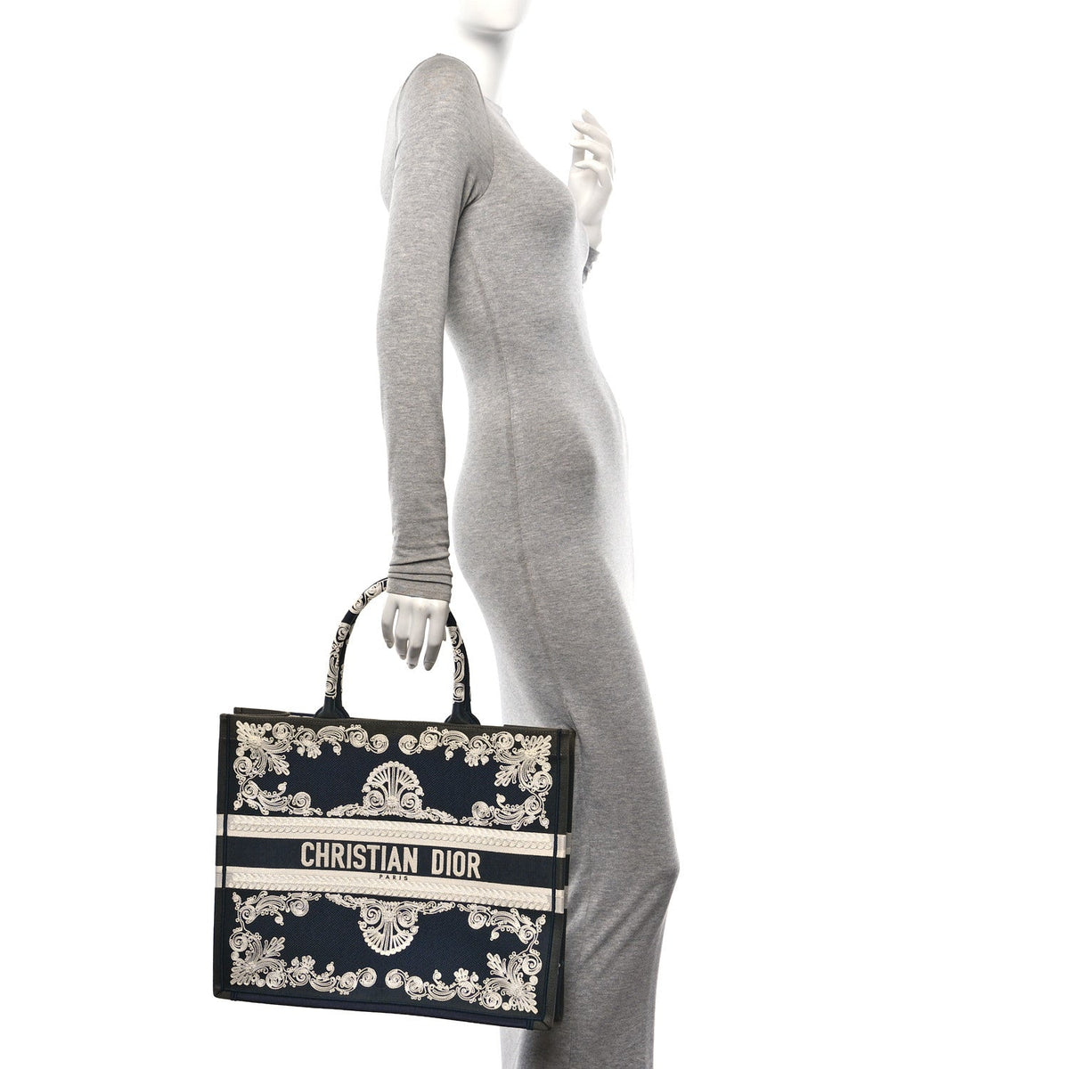 Canvas Embroidered Cornely Book Tote Blue White