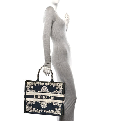 Canvas Embroidered Cornely Book Tote Blue White