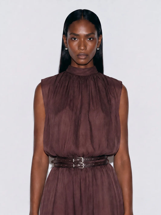 Callista Draped Sleeveless Maxi Dress
