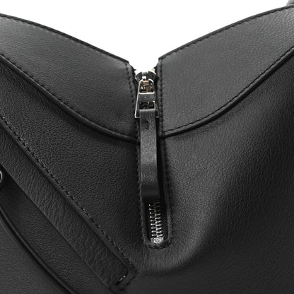 Soft Grained Calfskin Compact Hammock Shoulder Bag Black