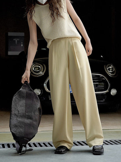 Loose Wide Leg Solid Color Casual Pants Bottoms Trousers