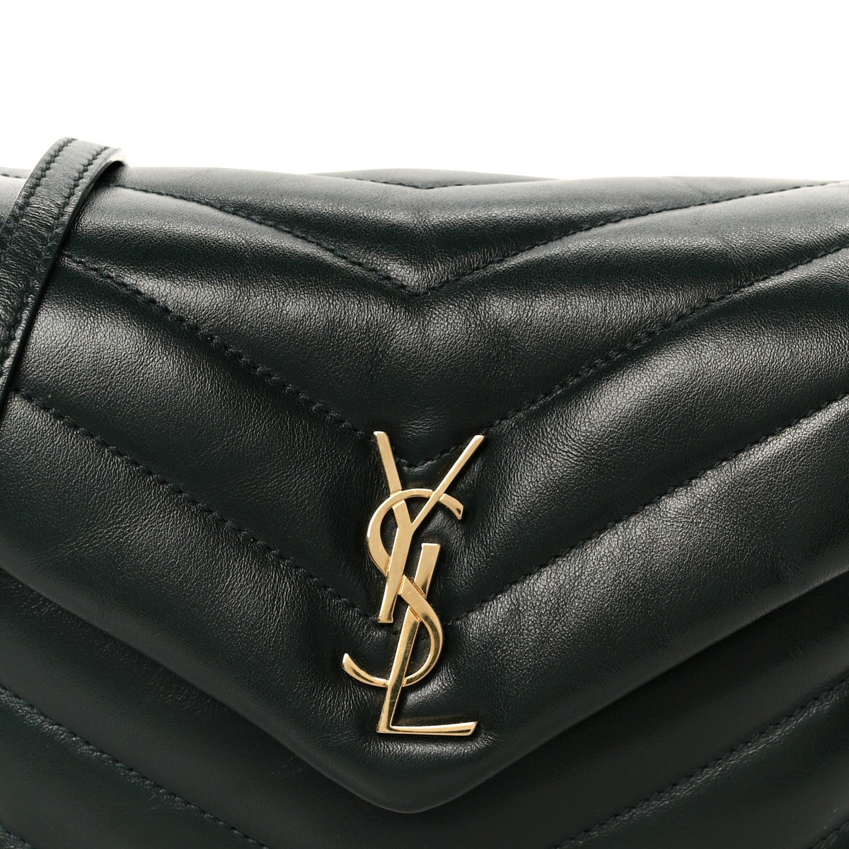 Calfskin Y Quilted Monogram Toy Loulou Crossbody Bag Deep Green