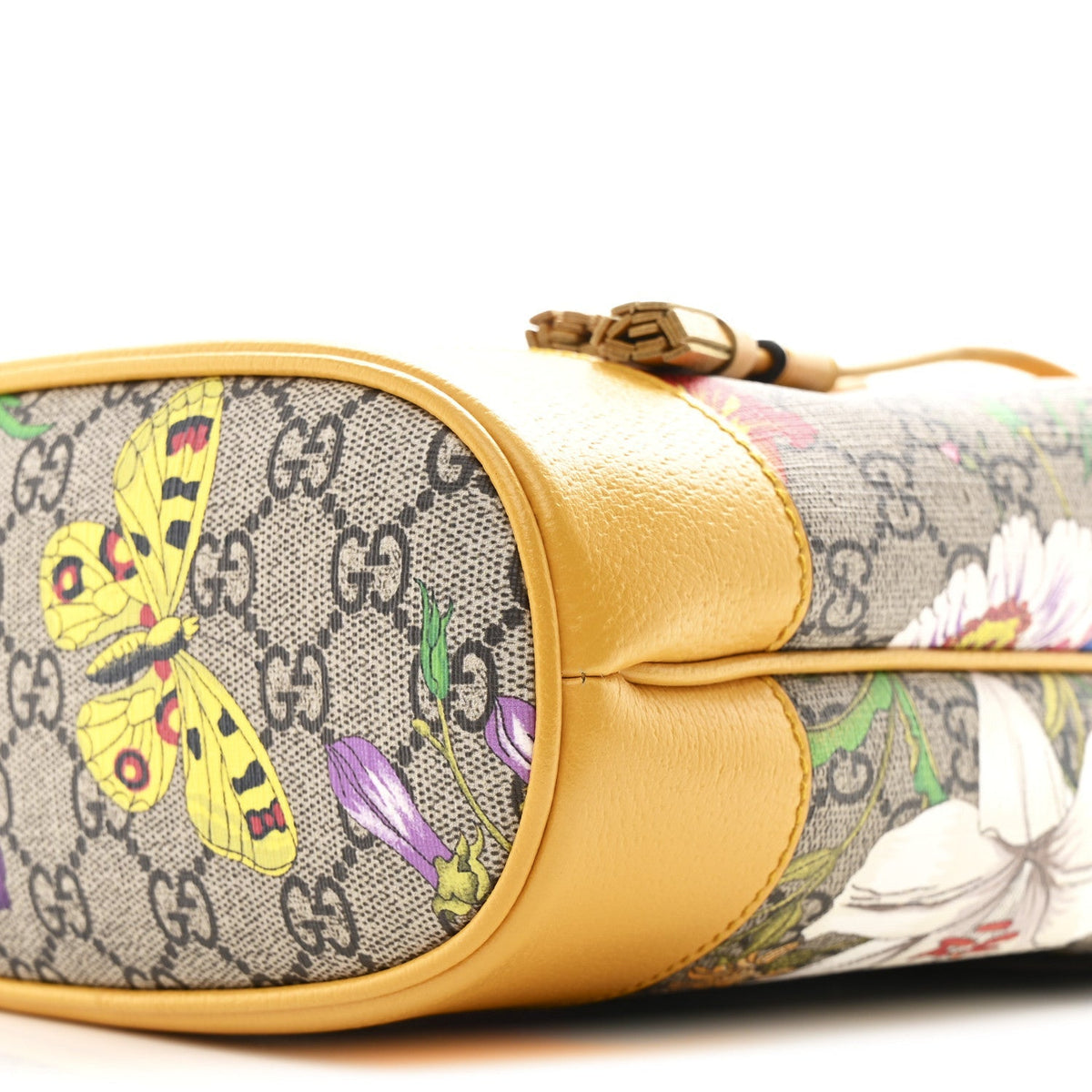 GG Supreme Monogram Flora Small Ophidia Bucket Bag Beige Multicolor Crop