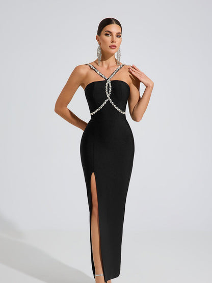 Floriana Crystal Bodycon Maxi Dress