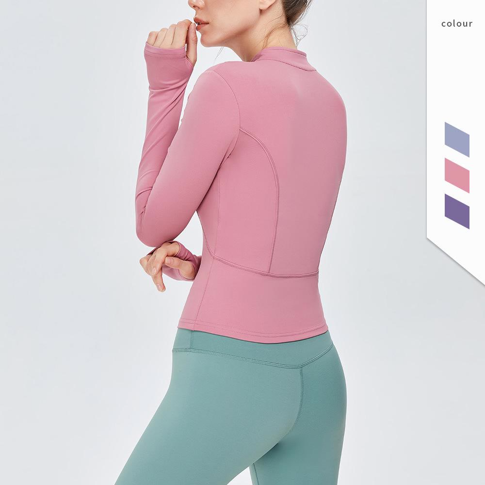 Nude Sports Coat Slim Yoga Suit Women'S Zipper Long Sleeve Fitness Top