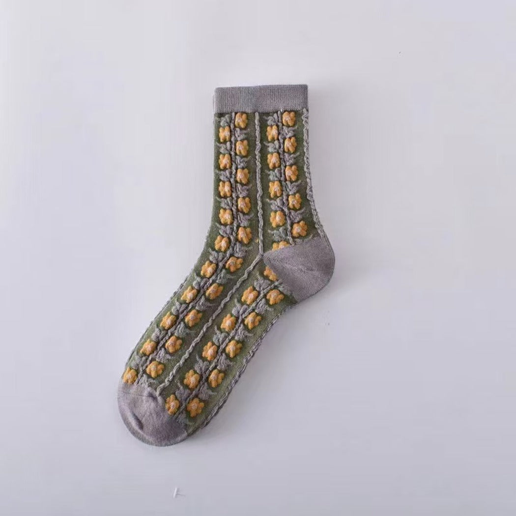 Rufia - Floral Knit Socks - Vintage &amp; Stretchy