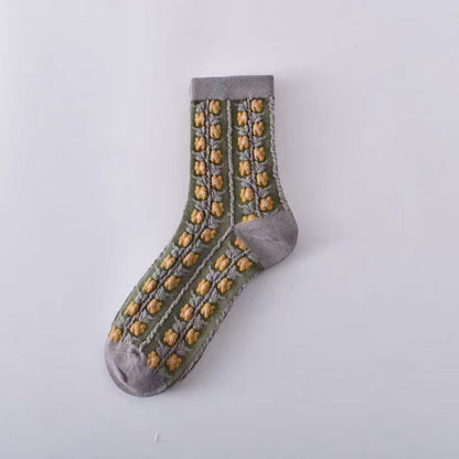 Rufia - Floral Knit Socks - Vintage &amp; Stretchy