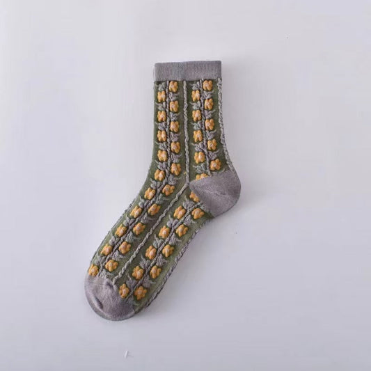 Rufia - Floral Knit Socks - Vintage &amp; Stretchy