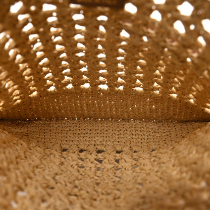 Raffia Crochet Drawstring Pouch Naturale Cognac