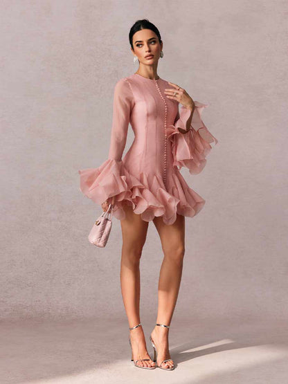 Katalina Semi-sheer Flare Mini Dress