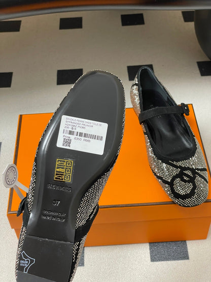 Hermes 26 Light Ballet Flat Metallic Gray in Suede 594342