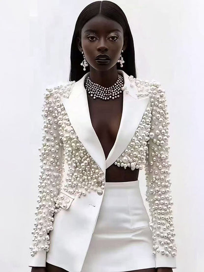 Paloma Beaded Irregular Suit Skirt Set
