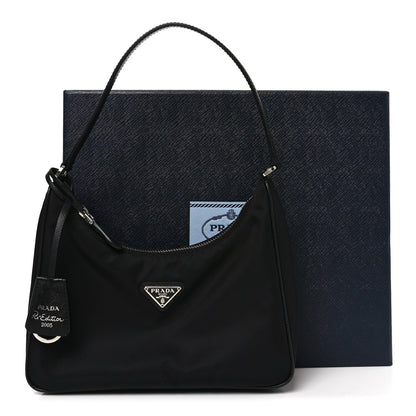 Tessuto Nylon Saffiano Mini Re-Edition 2005 Bag Black
