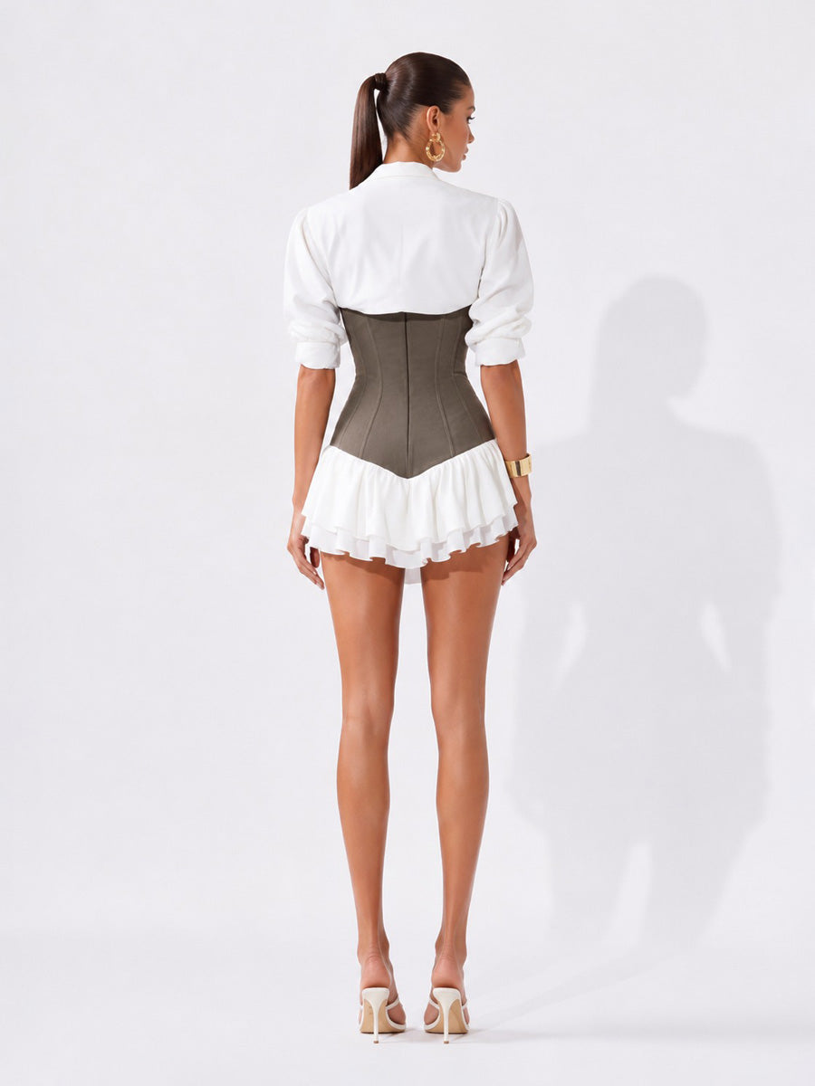 Rhea Strapless Ruffle-Panel Mini Dress Set