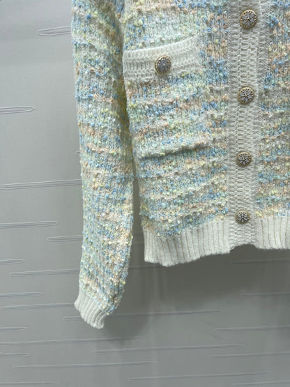 CC 25 Knitted Cardigan Button Blue Wool 305392