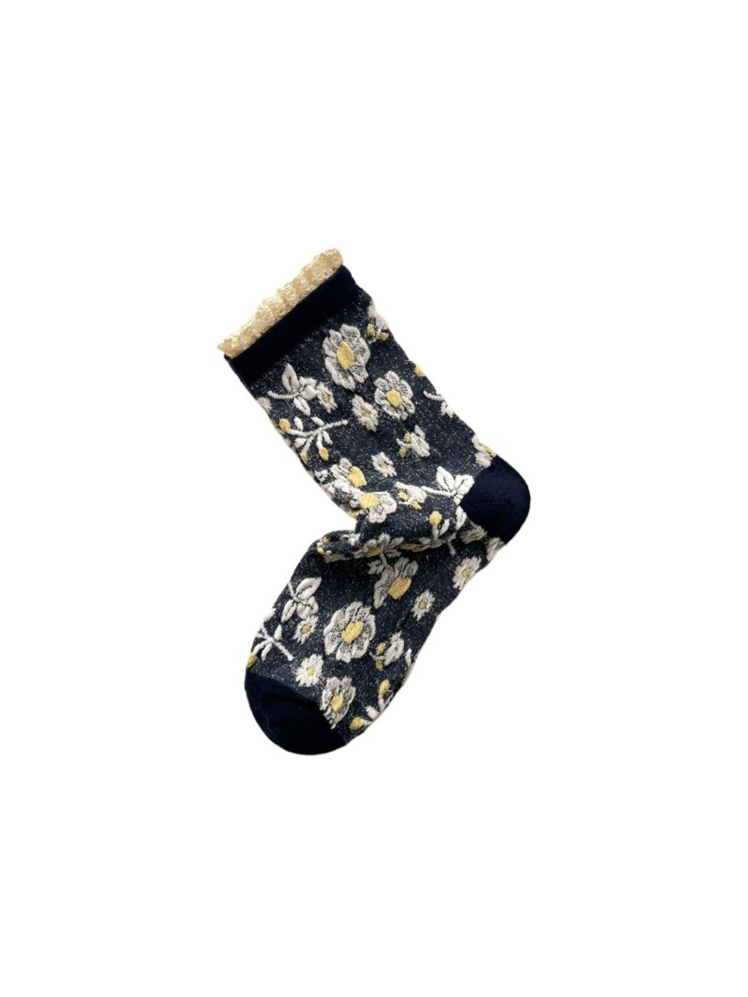 Rufia - Vintage Flower Mid-Calf Socks - Elegant &amp; Chic