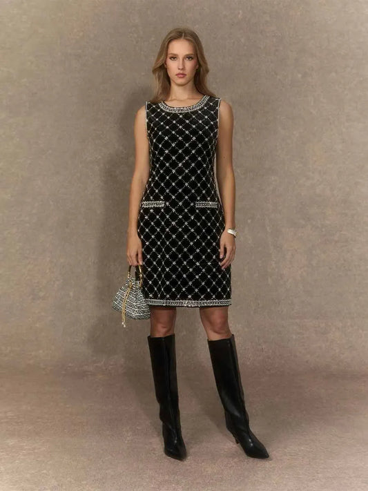 Genevieve Crystal Mesh Sleeveless Mini Dress