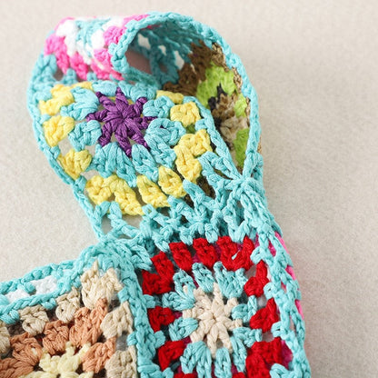Crochet Knitted Flower Casual Handbag