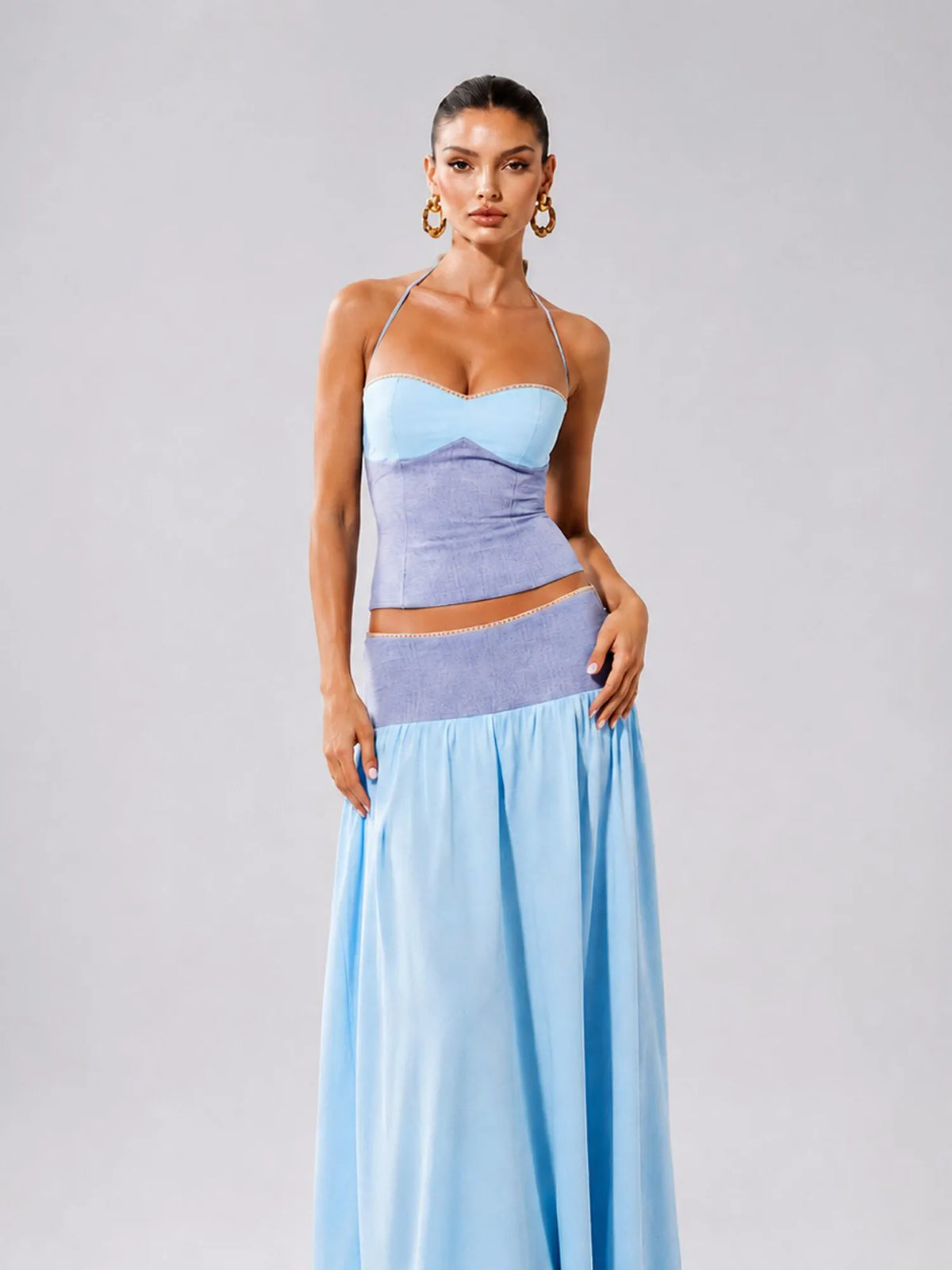 Clarissa Color-blocked Maxi Skirt Two Piece Set