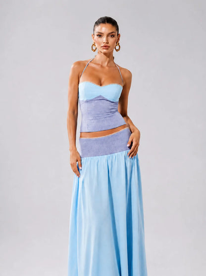 Clarissa Color-blocked Maxi Skirt Two Piece Set