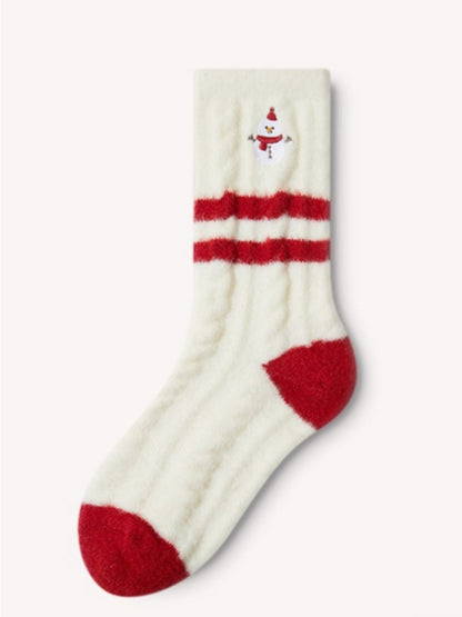 Rufia - Red &amp; White Christmas Vibe Mid-Calf Socks