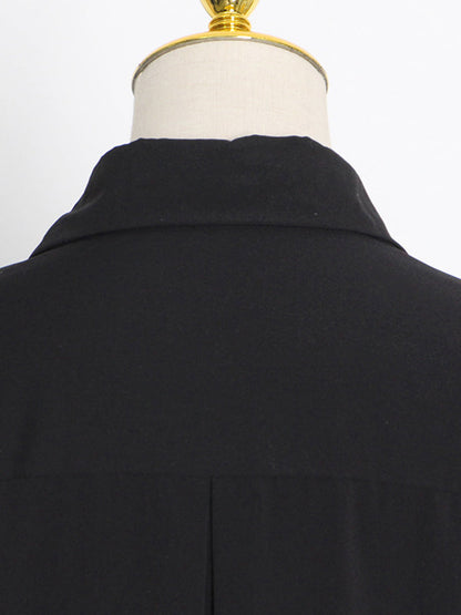 Puff Sleeves Contrast Color Blouses&Shirts Tops