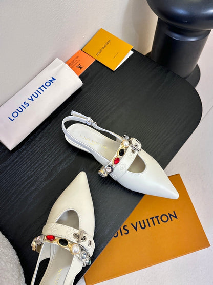 LV Vibe Slingback Flat Off White Cowhide 580336