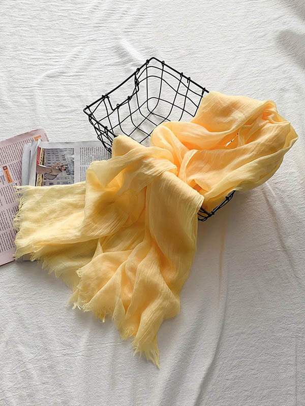 Casual Simple Ramie Cotton 14 Colors Scarf