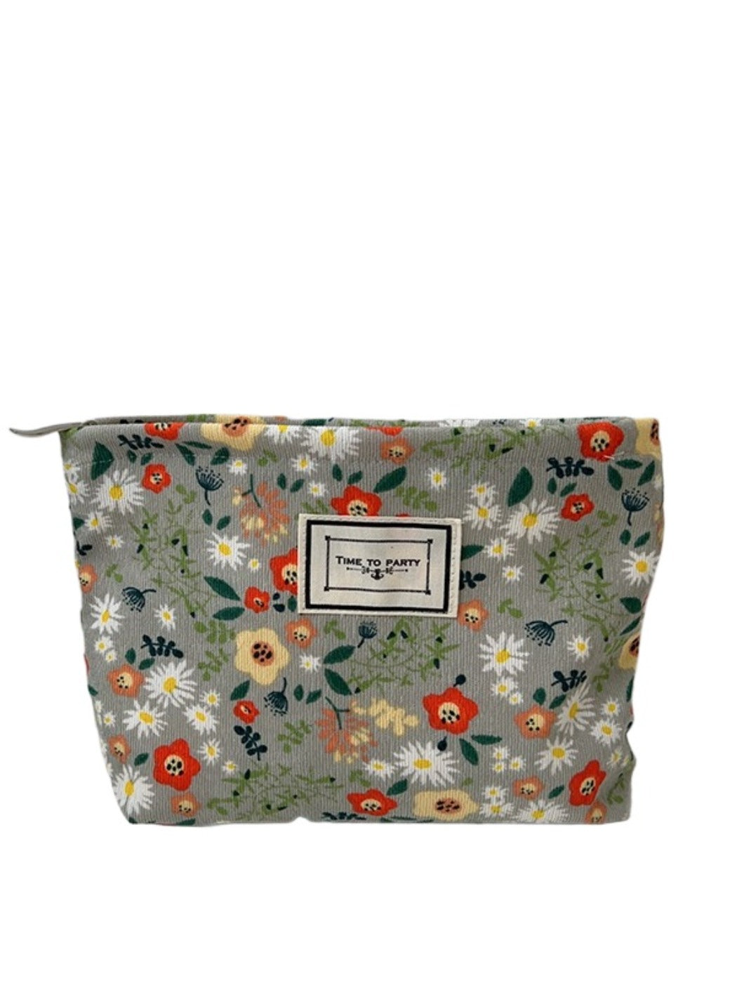 Cosbai - Floral Print Pouch Storage Bag With Zipper