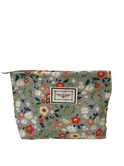 Cosbai - Floral Print Pouch Storage Bag With Zipper