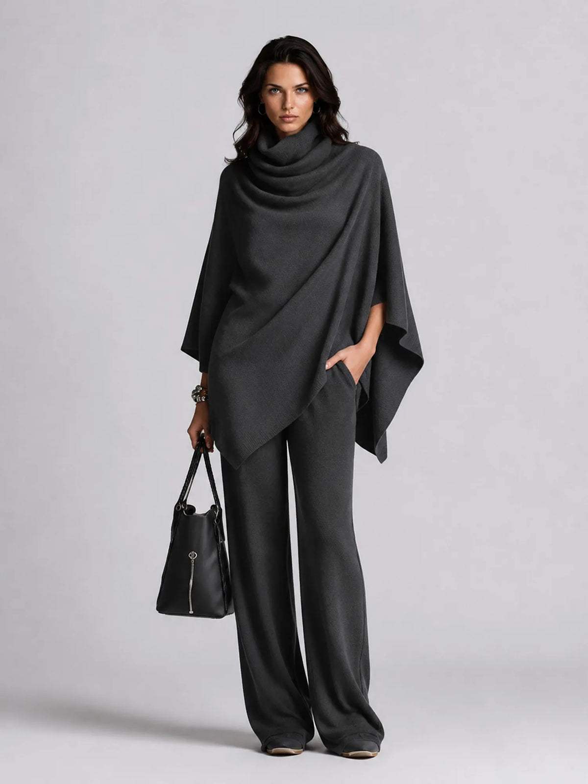 Samantha Cape-style Top and Wide-leg Trousers Set
