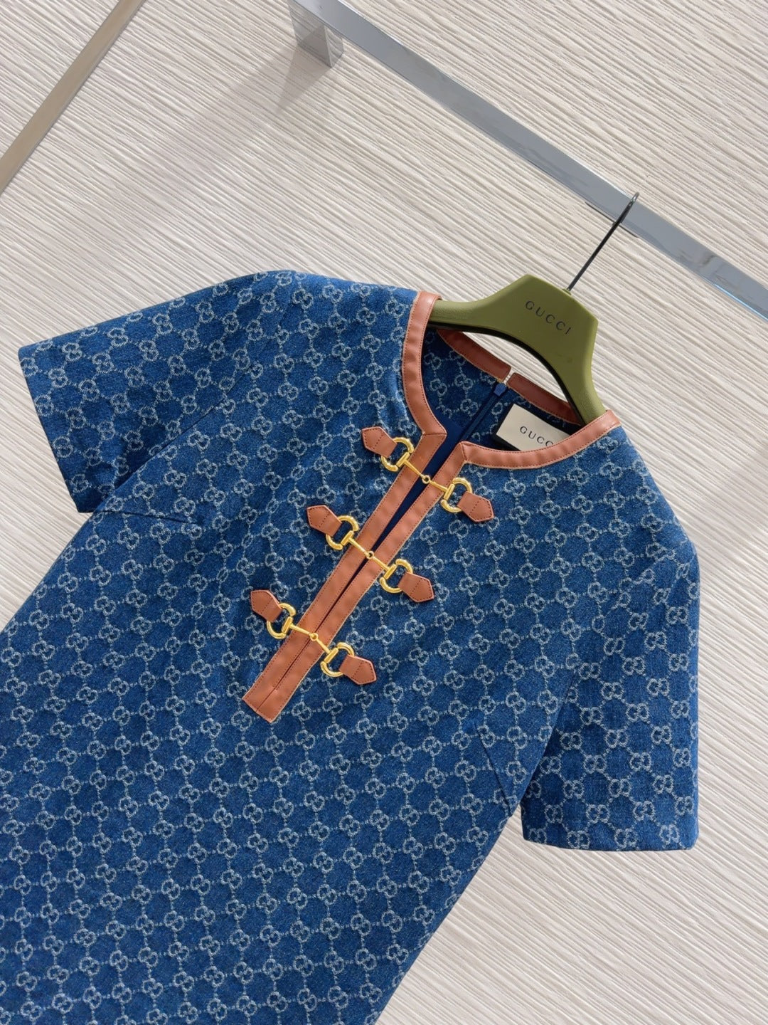 Gucci 2025 Denim Dress Blue Brown Cotton