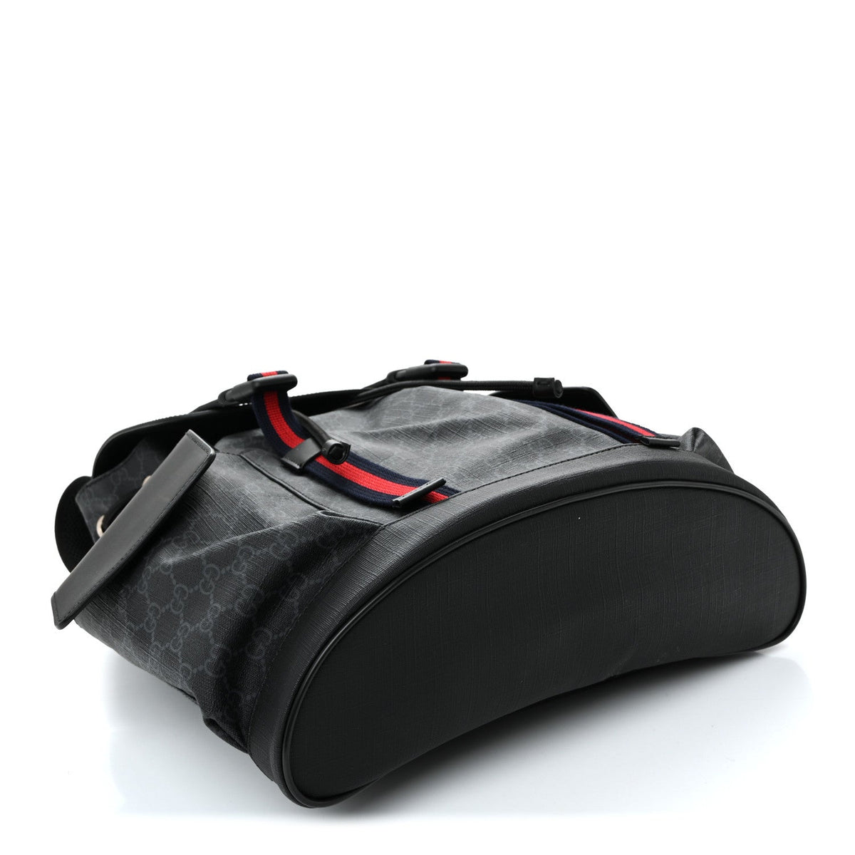 Soft GG Supreme Monogram Calfskin Web Double Buckle Backpack Black