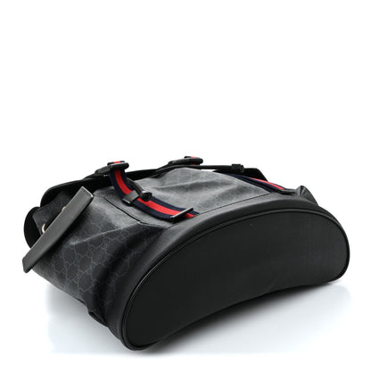 Soft GG Supreme Monogram Calfskin Web Double Buckle Backpack Black