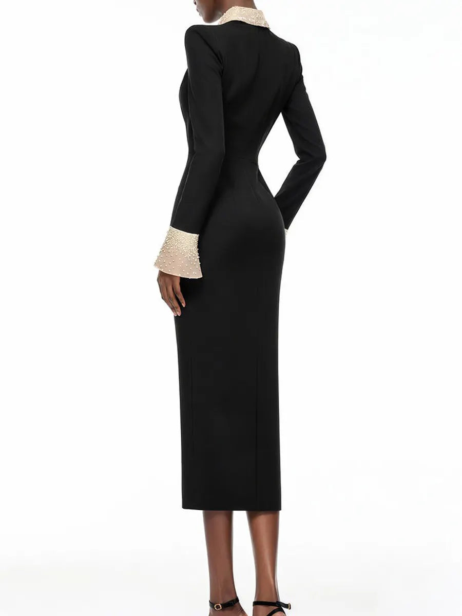 Scarlett Black Embellished Corset Midi Dress