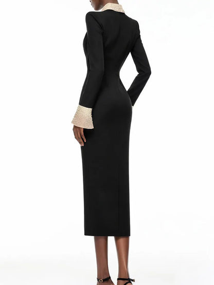 Scarlett Black Embellished Corset Midi Dress