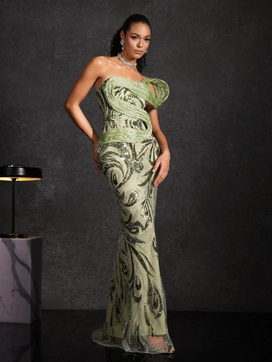 Sabrina Strapless Rhinestone Maxi Dress