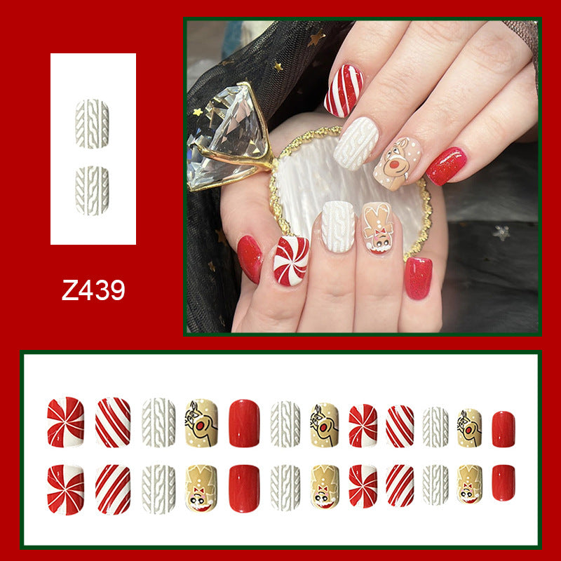 Red Christmas Embossed Gingerbread Man Wearing Manicure