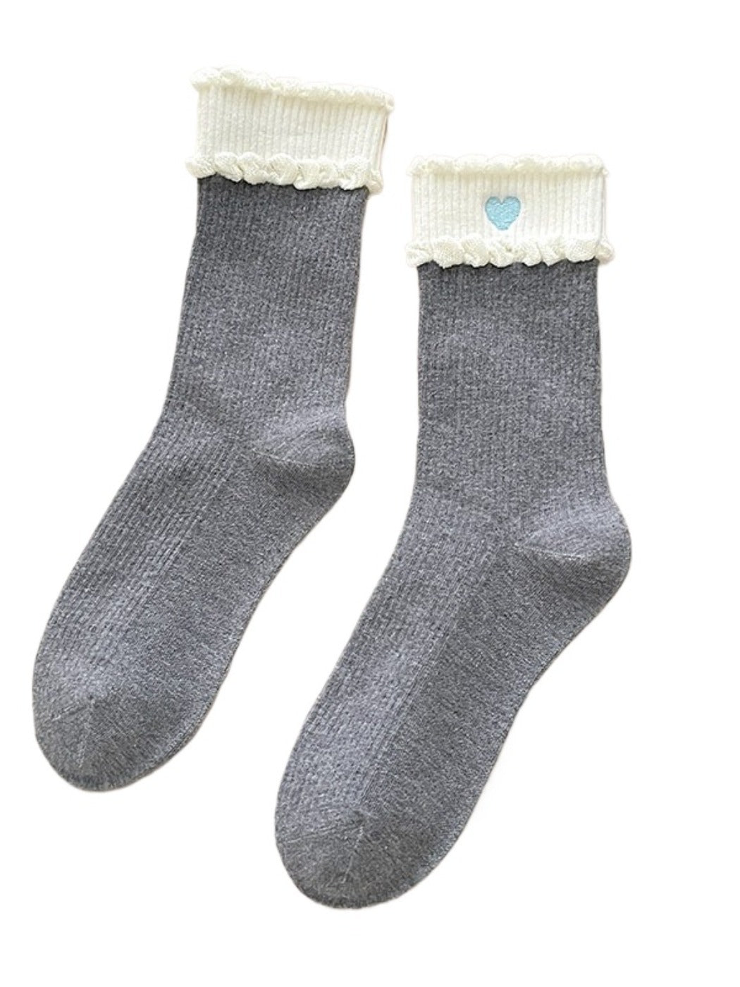 Rufia - Sweet Heart Embroidered Mid-Calf Winter Socks