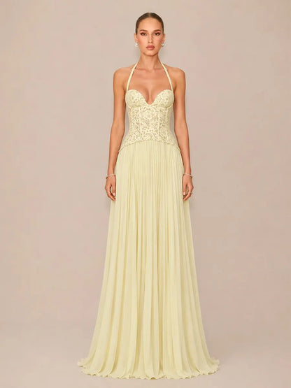 Kamila Ruched Halter-Neck Bodycon Maxi Dress