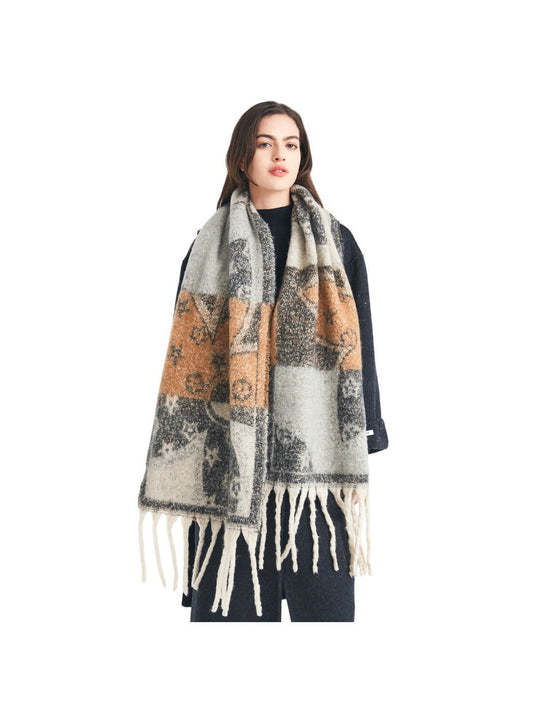 Scarvii - Winter Tassel Floral Jacquard Scarf