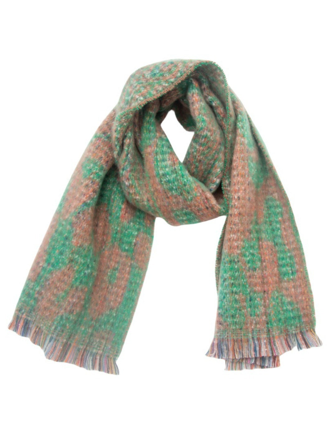 Scarvii - Jacquard Leopard Printed Scarf with Short Tassels