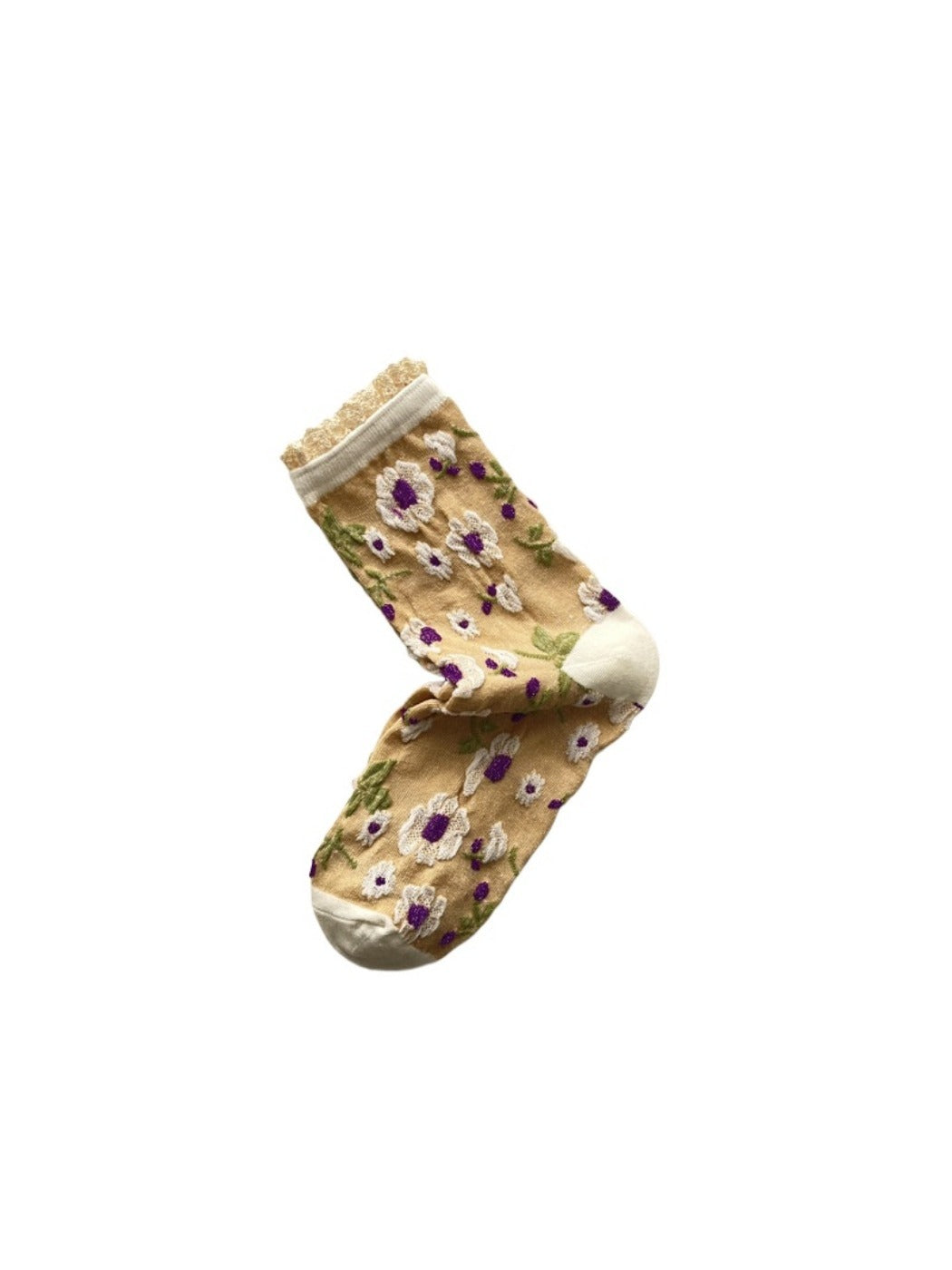 Rufia - Vintage Flower Mid-Calf Socks - Elegant &amp; Chic