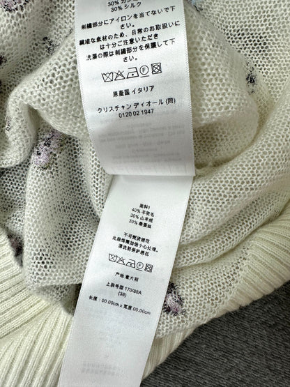 CD Butterfly Embroidered SweaterWhite Alpaca Wool Cashmere 345311