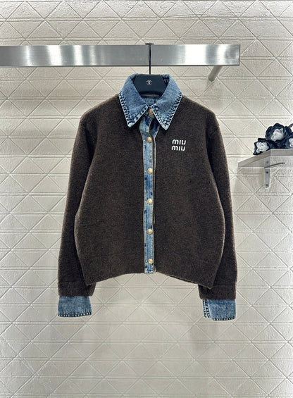 MIUMIU KNIT JACKET WITH DENIM STYLE 736